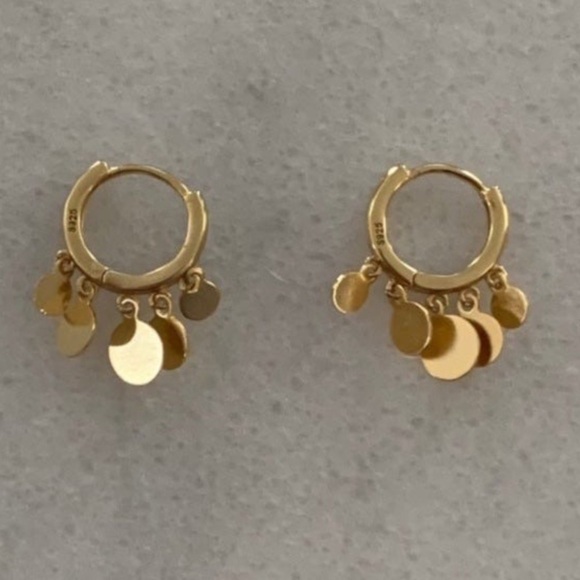New Drop! Gold Huggie Hoop Fringe Coin Dangle Earrings
Brand New - Picture 3 of 3